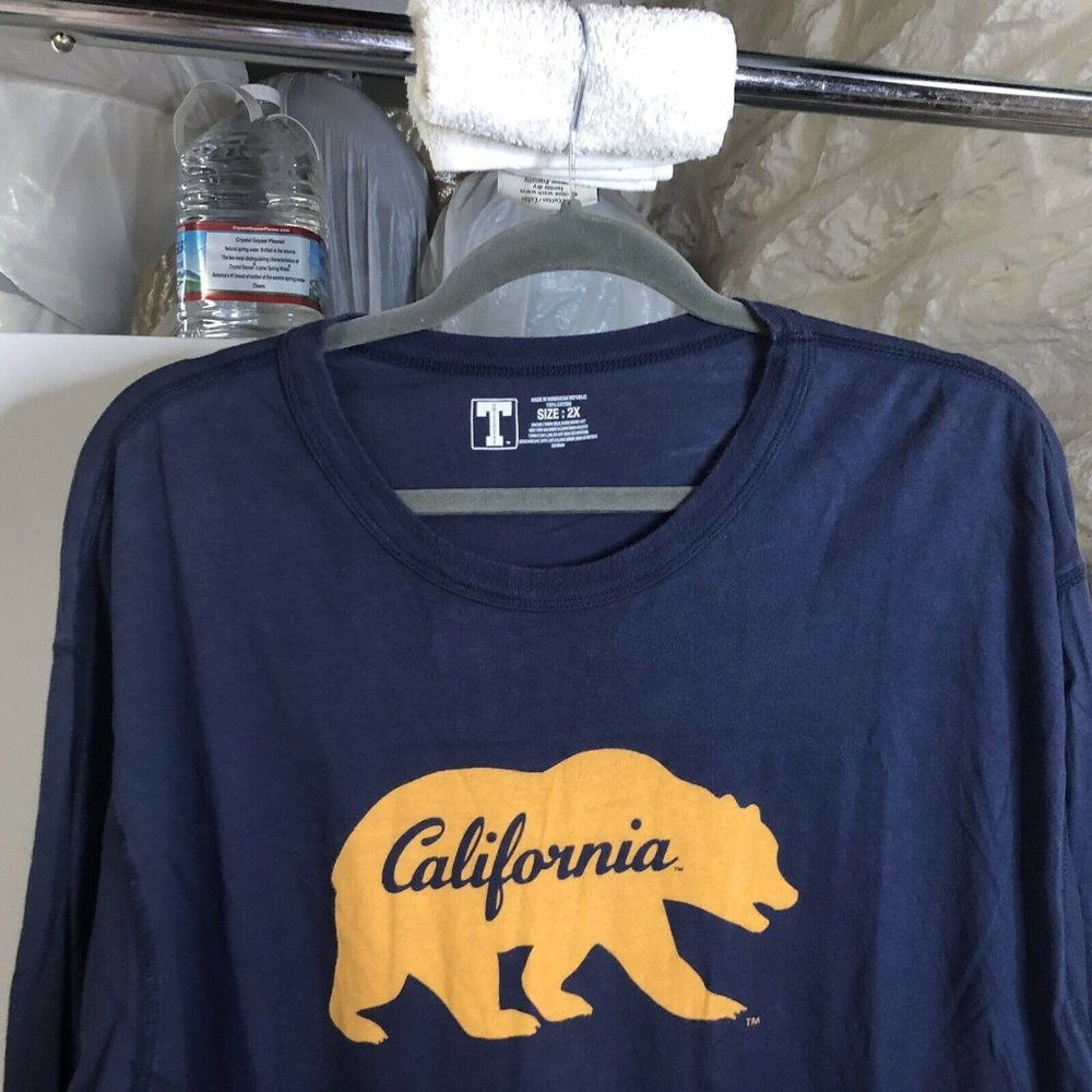 California Mens T-Shirt 2X Blue Yellow Cotton
